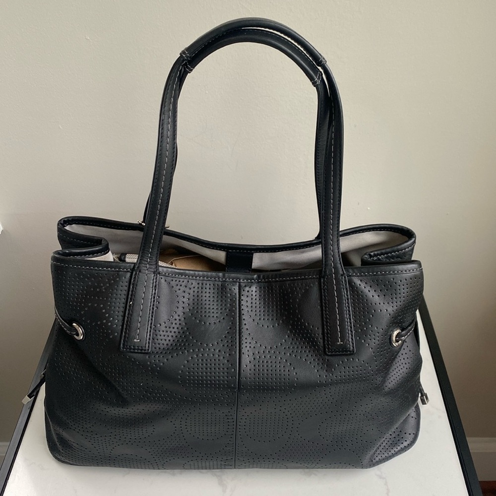 Coach 21938 Signature "C" Perforated Leather Handbag. - Picture 3 of 17